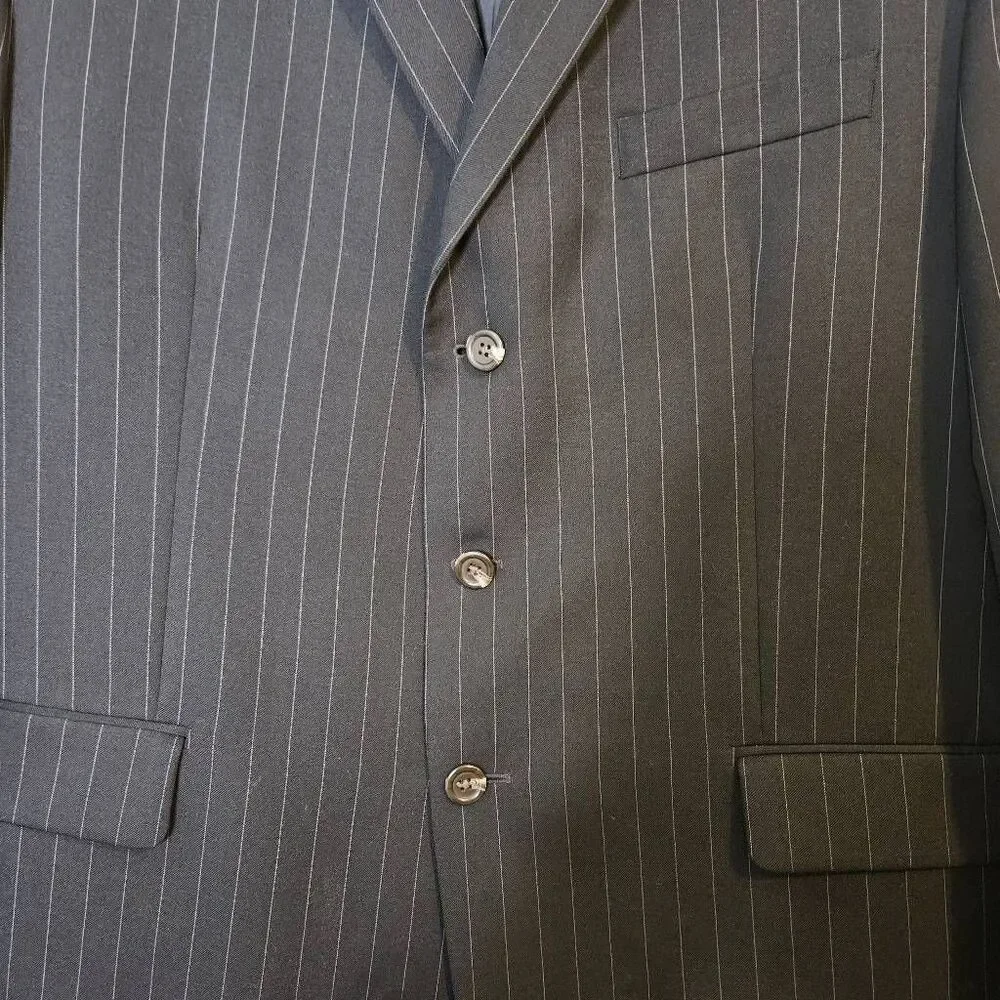 Chaps mens suit coat, black pinstripe.  Size 44R.